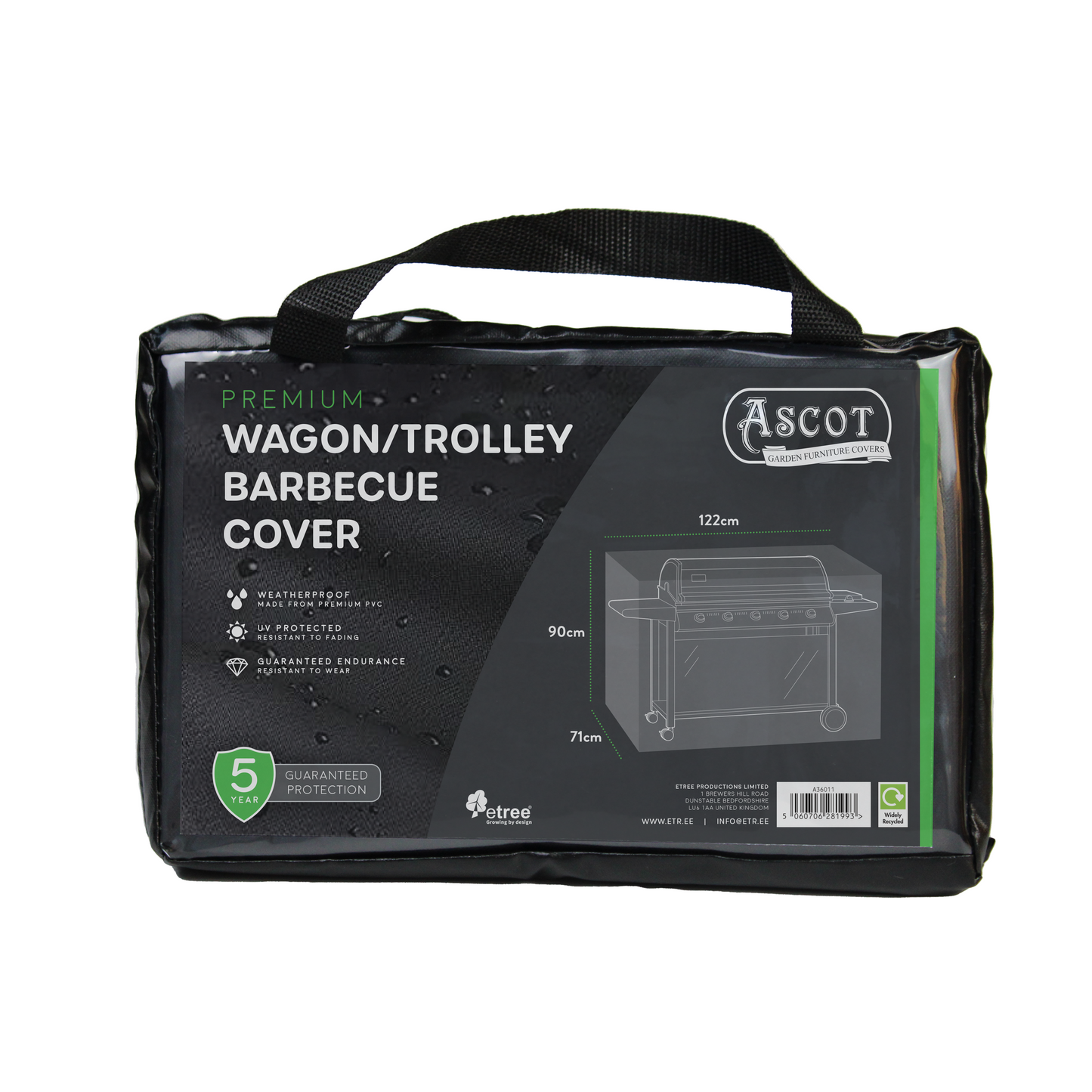Premium Wagon/ Trolley Barbecue Cover - 122 X 71 X 90 (H) cm
