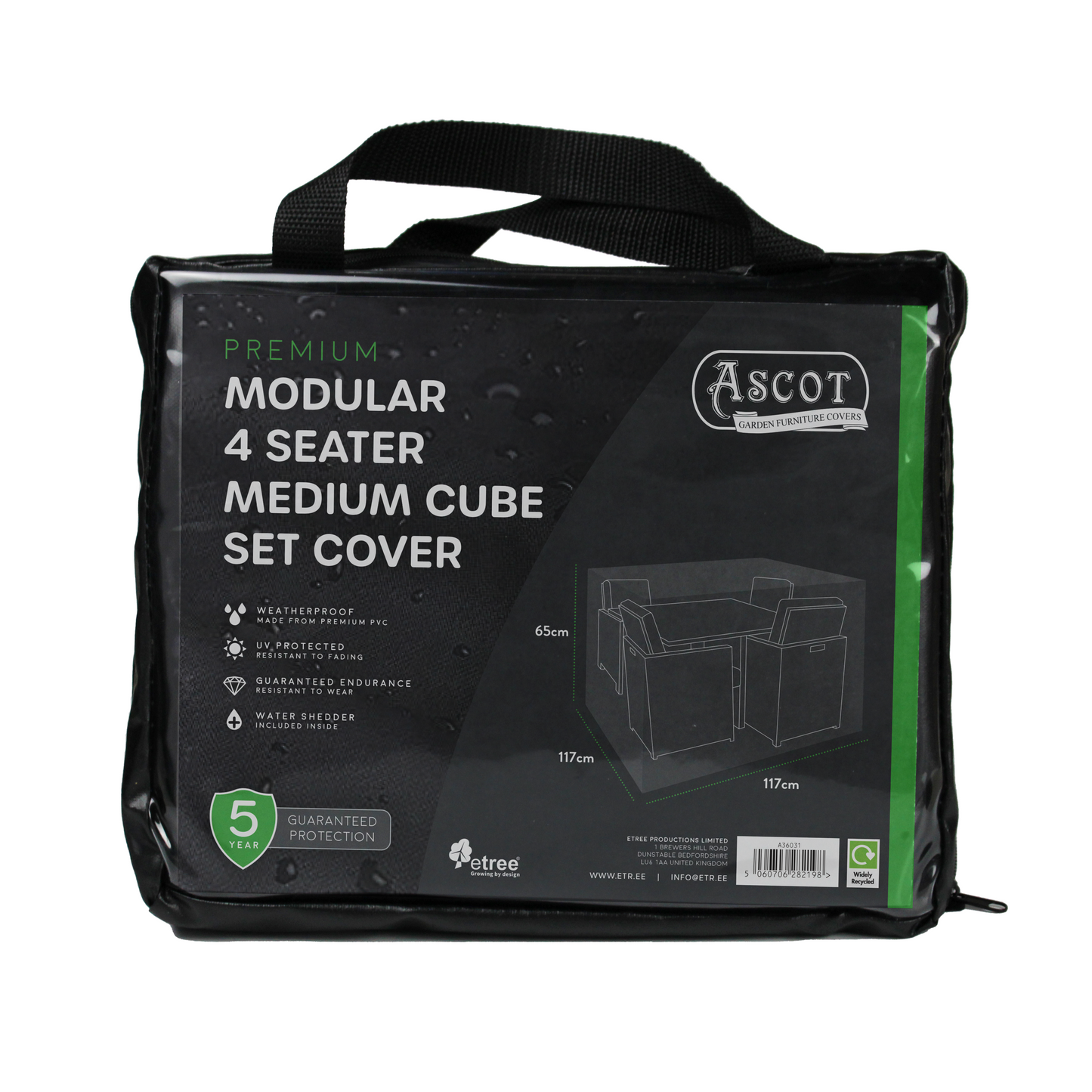 Premium Modular 4 Seater Cube Set Cover Medium - 117 X 117 X 65 H