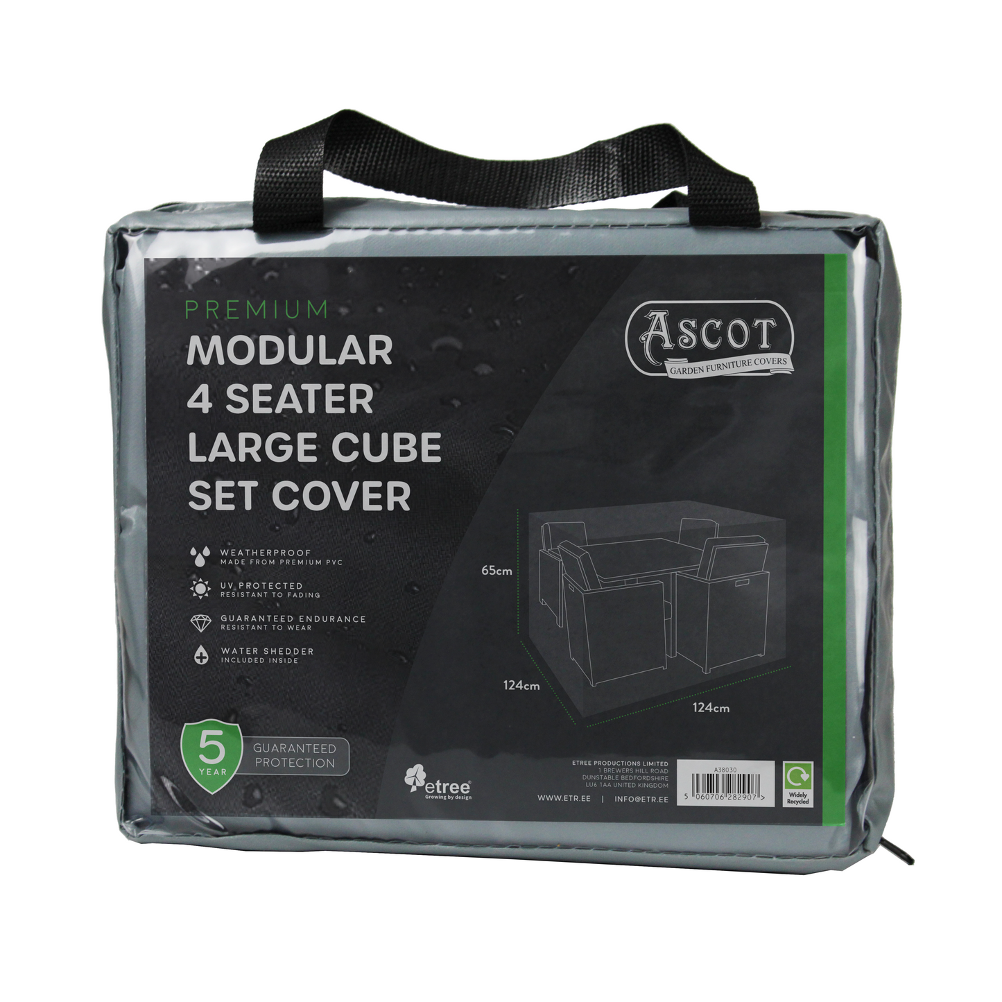 Premium Modular 4 Seater Cube Set Cover Large - 124 X 124 X 65 H