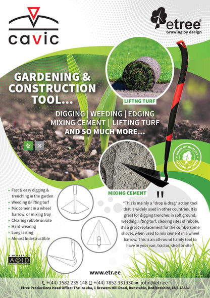 Etree The Cavic - The Ultimate Blend Between a Digging Hoe, Pickaxe, Mixer, & Shovel - Tool for Gardening, Weeding, Planting, Cement Mixing, Rubble, Turf Shovels & Spades