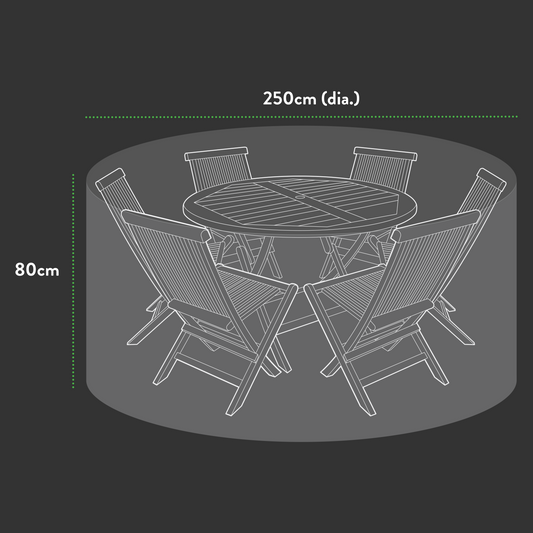 Premium Large(6-8 seater) Round Patio Set Cover - 250 (Dia.)X 80(H) cm