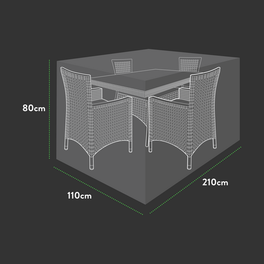 Premium Medium(4-6 seater) Rectangular Patio Set Cover - 210 X 110 X 80 (H) cm