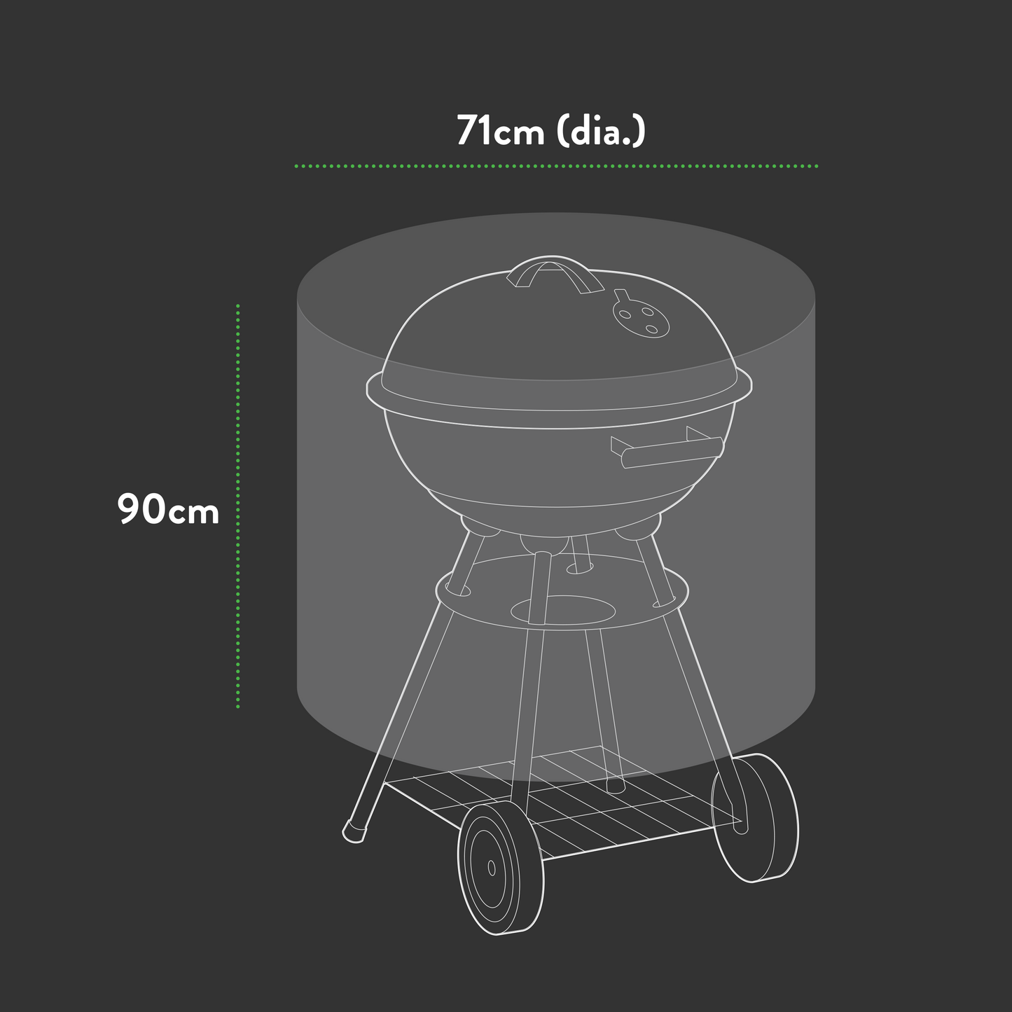 Premium Kettle Barbecue Cover - 71 (Dia.) X 90 (H) cm