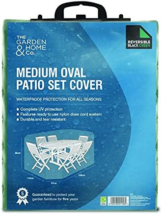 The Garden & Home Co Standard Medium Oval Patio Cover, Reversible Green & Black [36058] Oval Patio Set Cover