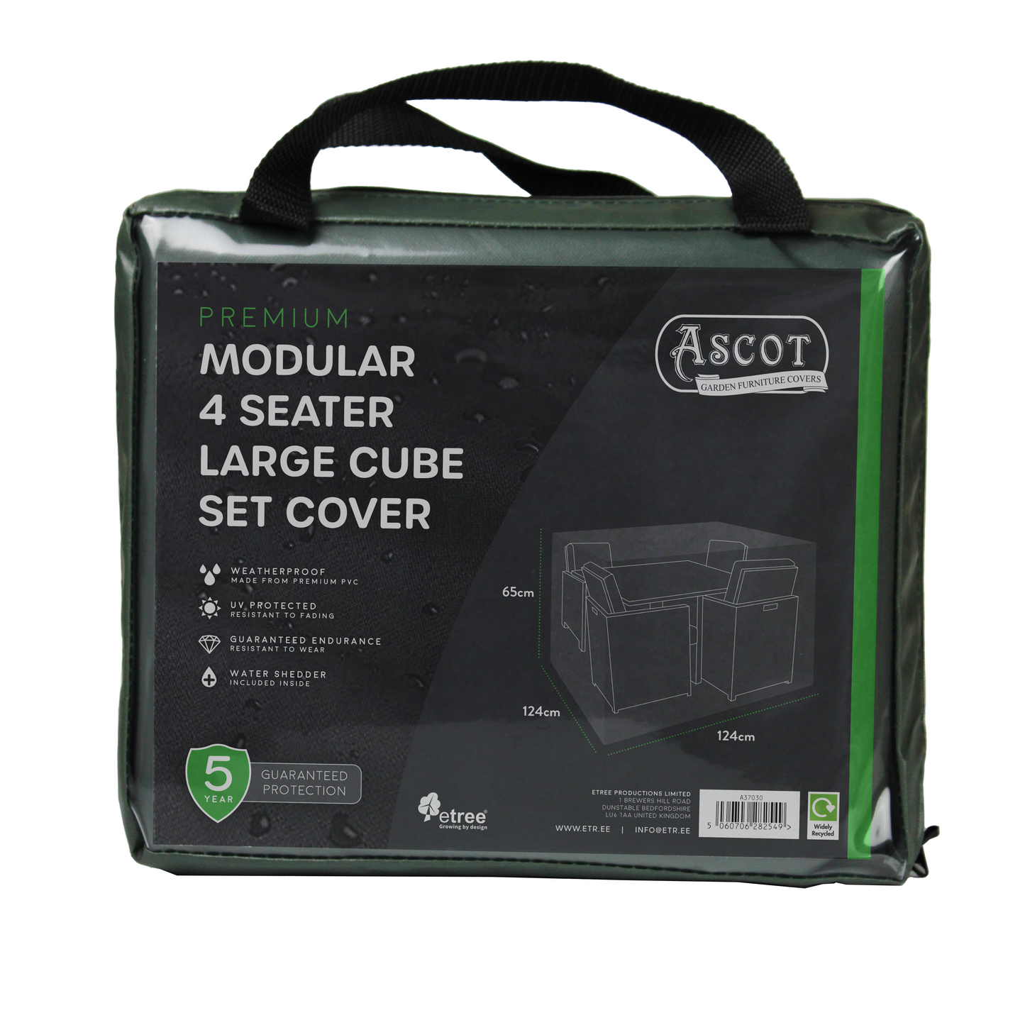 Premium Modular 4 Seater Cube Set Cover Large - 124 X 124 X 65 H