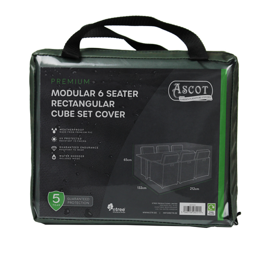 Premium Modular 6 Seater Rectangular Cube Set Cover - 212 X 132 X 65 H