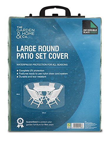 The Garden & Home Co Standard Large Round Patio Set Cover, Reversible Green & Black [36057] Patio Set Cover