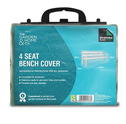 The Garden & Home Co Standard 4 Seat Large Bench Cover, Reversible Green & Black, [36048] Bench Cover