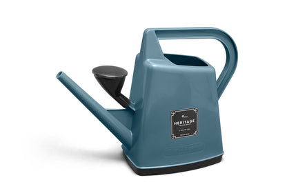 heritage watering can ideal for gift in teal blue with rose head replacement for nematodes