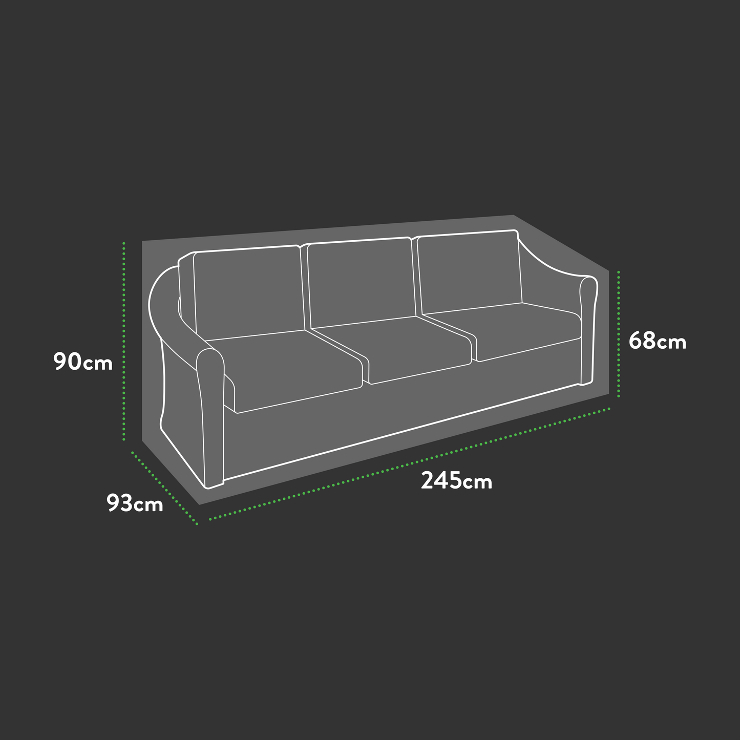 Premium Modular 3 Seater Sofa - 245 X 93 X 68/90 H