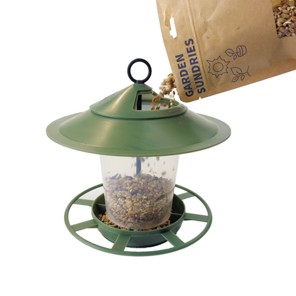 Pre Filled Hanging Lantern Bird Feeder Gift Set & Sunflower Hearts Wild Bird Seed (450g)