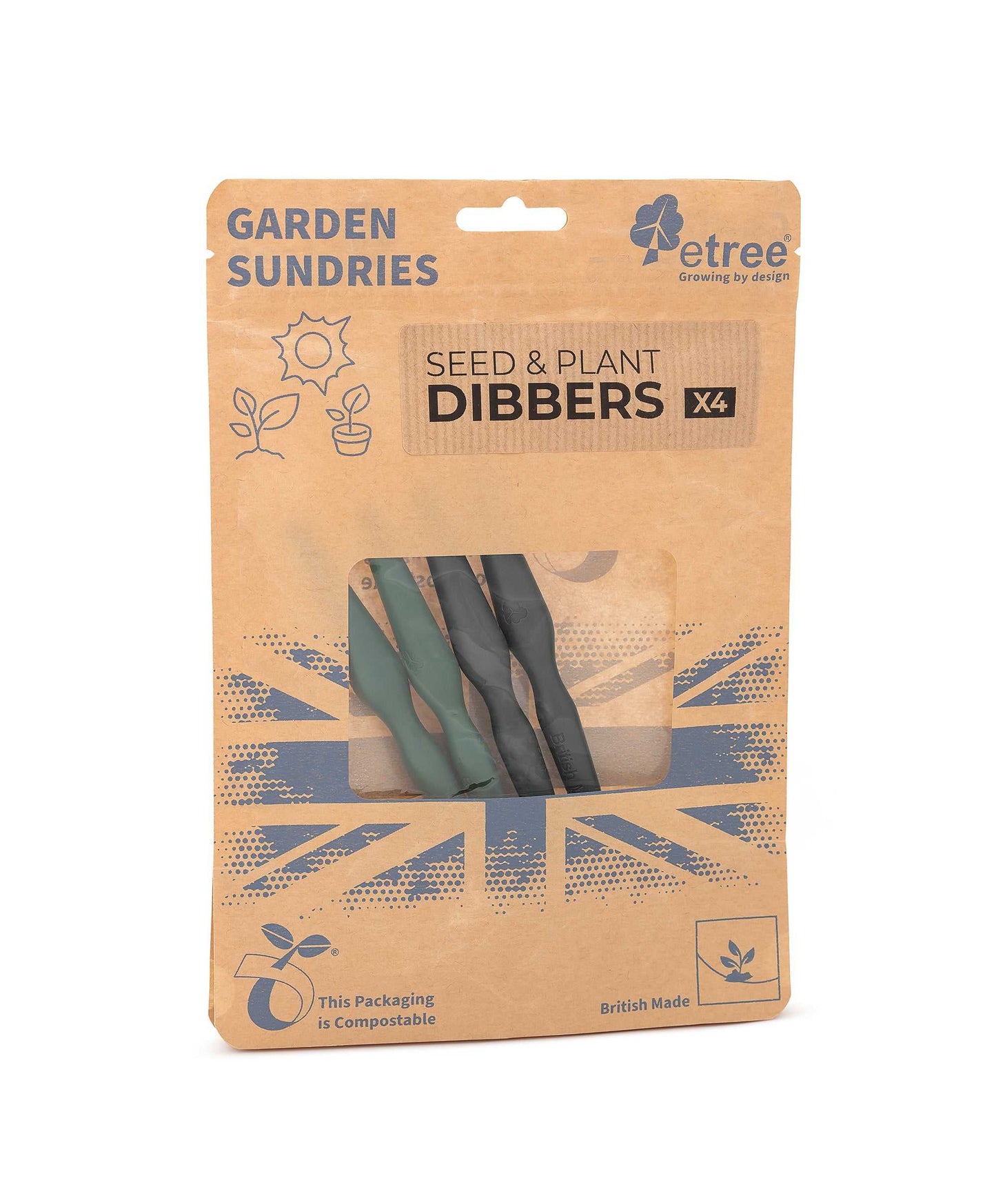 Etree Dibbers (3pcs) Mixed Colours Gardening Accessories