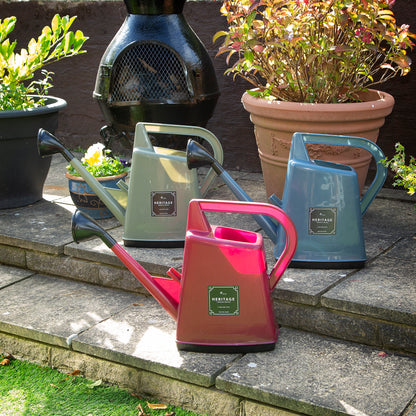 ergonomic watering cans in red, green and blue / black 10 litres British made